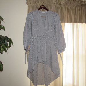 New York & Company Blue and White Wrap Dress